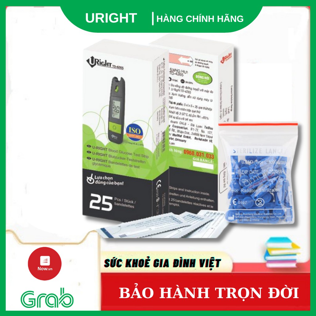 Que thử đường huyết Uright TD-4265/4267 hộp 25 que thử + 25 kim chích máu