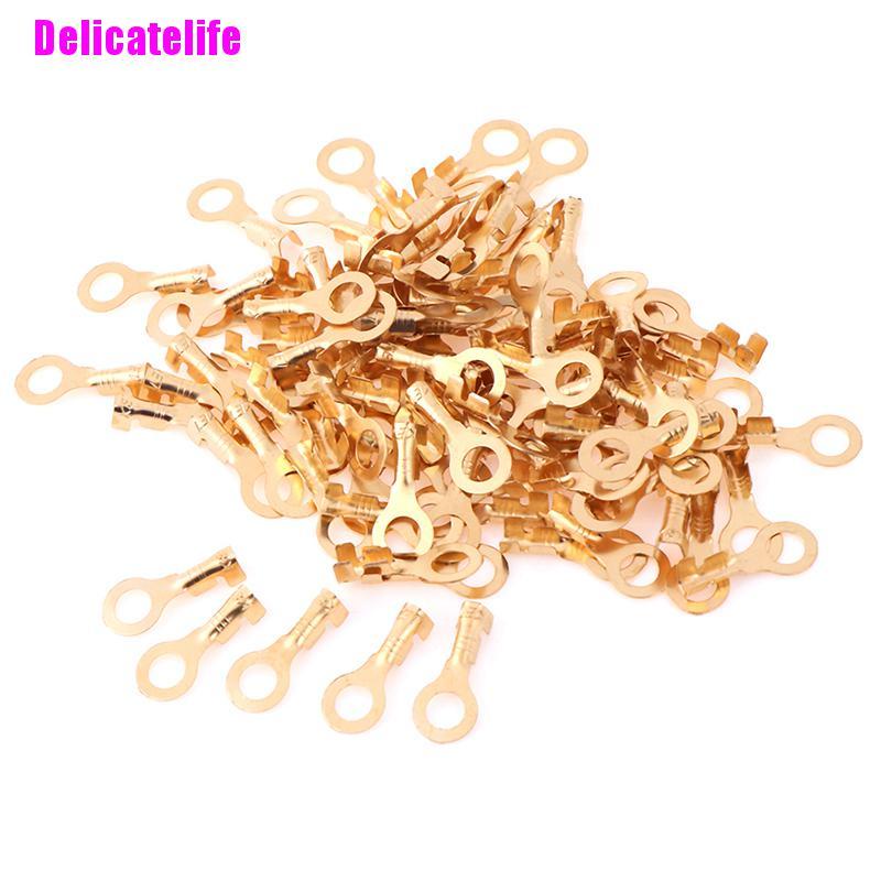 Set 100 đầu nối dây điện lỗ tròn bằng đồng thau 4.2mm thông dụng