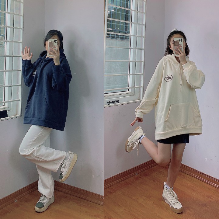 Áo hoodie form rộng nam nữ unisex thêu chữ CROSS phong cách Hàn Quốc mũ áo 2 lớp dày dặn RÔ STORE HD08