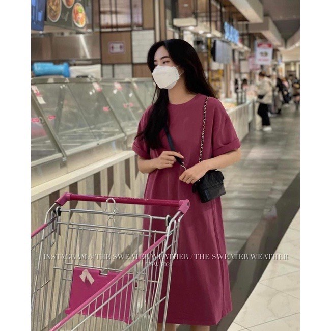 Đầm suông dài tay lỡ, váy suông dáng dài tay nữ cổ tròn, form rộng thoải mái | BigBuy360 - bigbuy360.vn