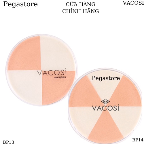 Bông trang diểm - phấn ướt đánh nền tam giác Vacosi loại hộp - bông mút tán kem nền (4 cái BP13 và 6 cái BP14