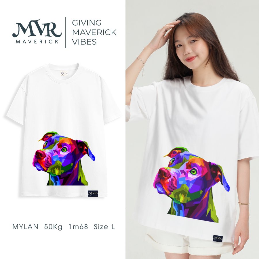 Áo thun nữ nam Cotton thoáng mát chú chó nghệ thuật nhiều màu sắc MVR KK3928