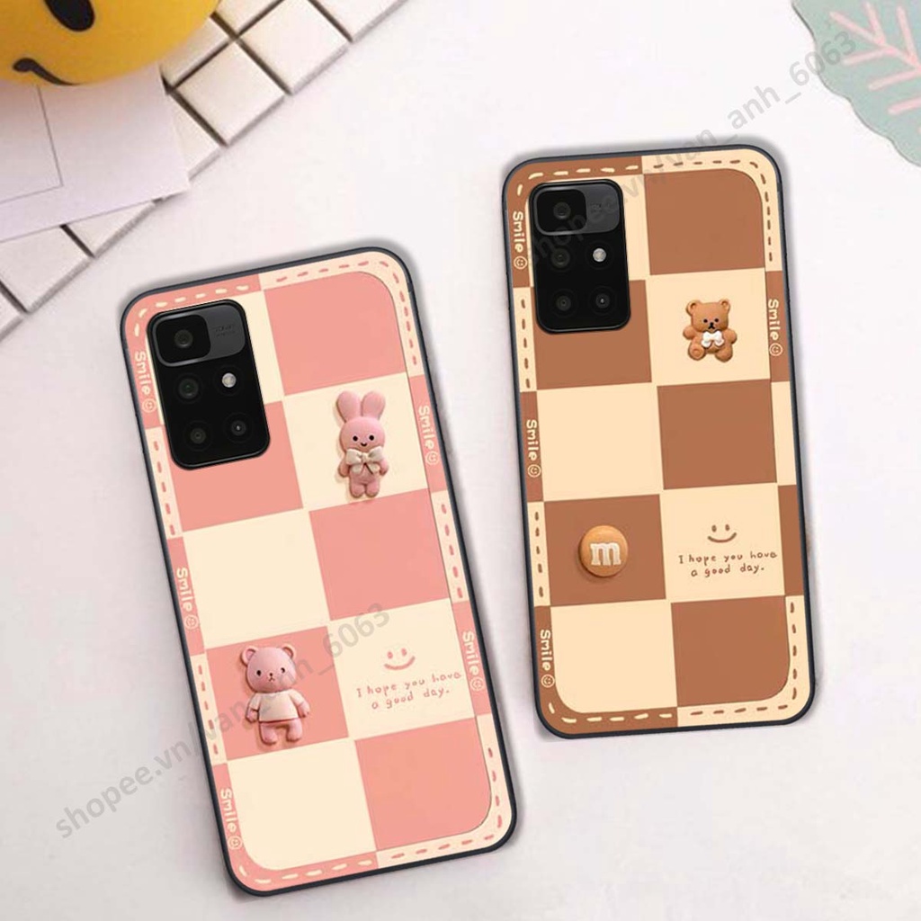 Ốp lưng Xiaomi Redmi 10 hình gấu, kẹo dễ thương cute
