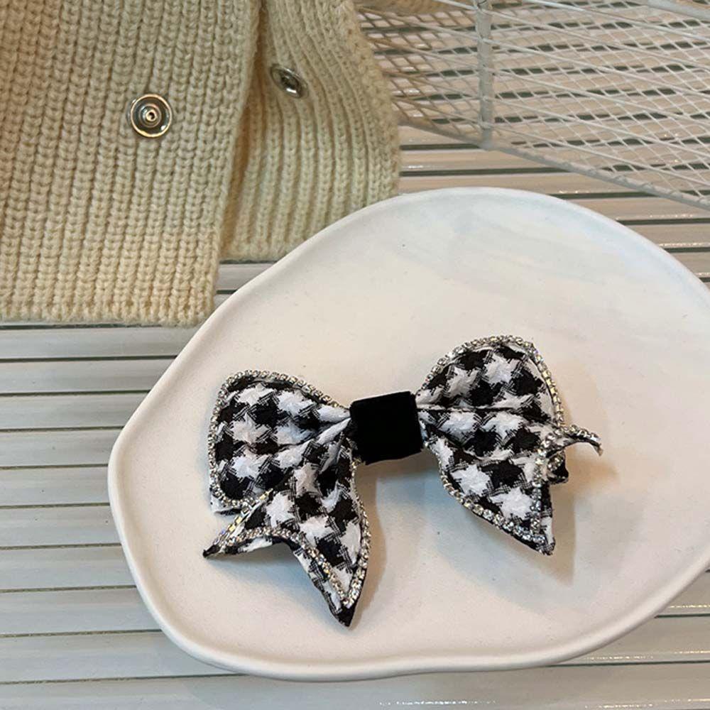 Kẹp Tóc Nơ Bướm Họa Tiết Houndstooth WMES15H Ngọt Ngào Khí Chất|Kẹp Tóc Nơ Ruy Băng Phong Cách Hàn Quốc