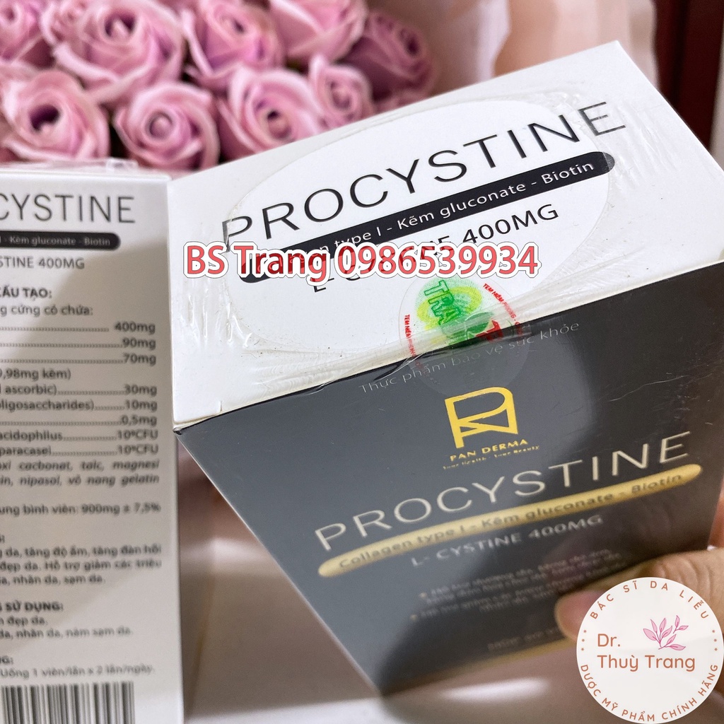 Chính Hãng] Viên uống giảm mụn trắng da Procystine hộp 60 viên
