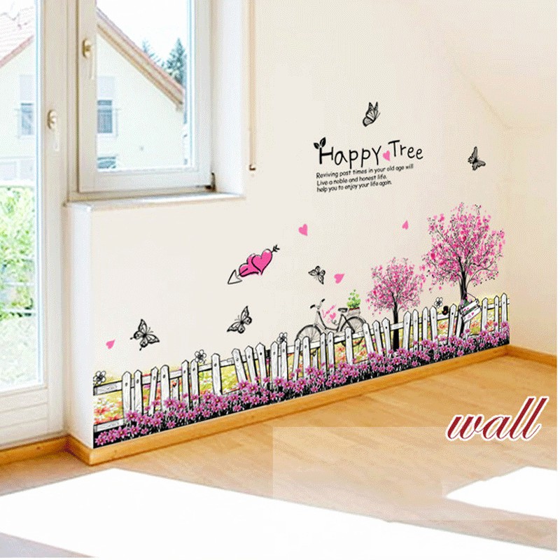 [ĐẠI HẠ GIÁ] Decal dán tường phong cảnh sắc hoa siêu đẹp, tranh dán trường trang trí chân tường cho phòng ngủ, khách