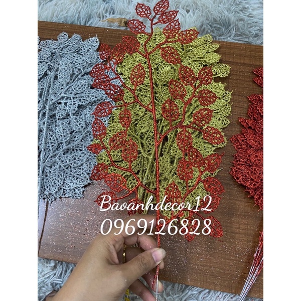 Cành lá Hồng Kim Tuyến trang trí decor siêu đẹp