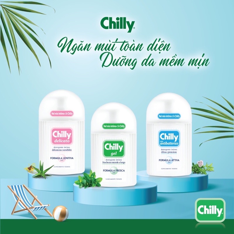 [Chính Hãng] Chilly Dung dịch vệ sinh phụ nữ Chilly số 1 tại Ý (Chai 200ml) - nhập khẩu chính hãng từ Ý