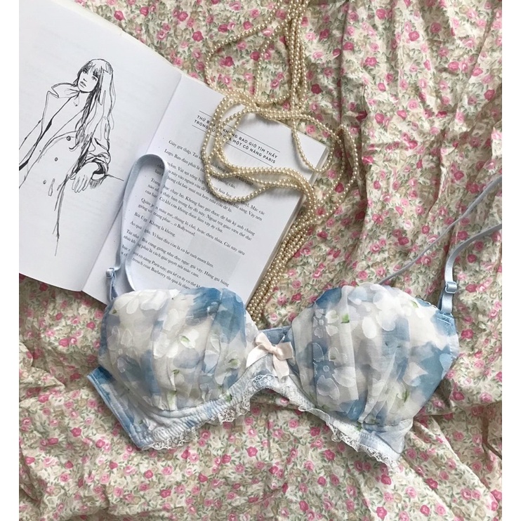 Áo ngực xanh phối trắng 2hand