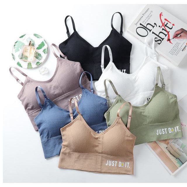 Áo ngực bra ren nữ len tăm Just Do It nâng ngực - Áo lót bralette tập gym coton mềm không gọng mút mỏng cài sau YLY28