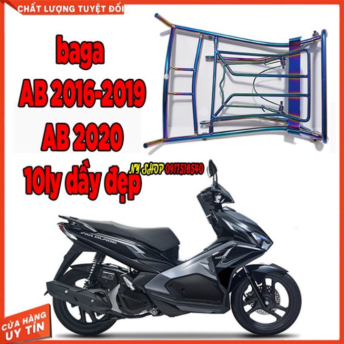 Baga Titan Xe Air Blade 2016 - 2019, AB 2020 MẪU 10 LY DẦY ĐẸP MÀU TITAN. Ảnh thật Sp