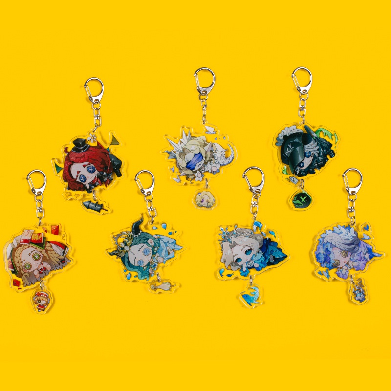 Móc Khóa Acrylic Hai Mặt Trong Suốt Hình Chữ V In Hình Anime