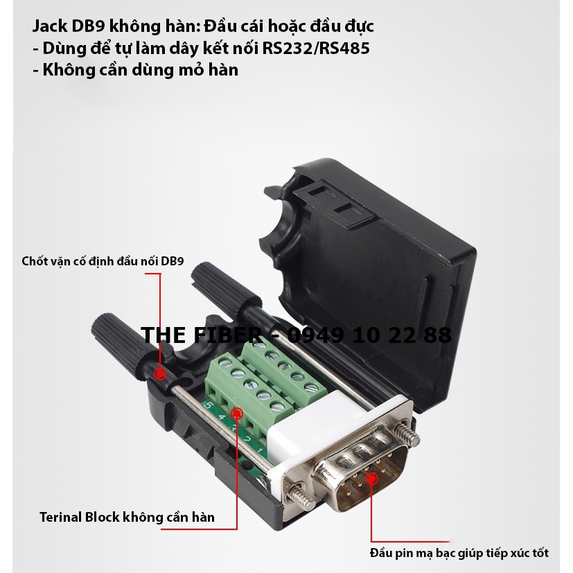 Đầu Jack DB9 không hàn đầu Đực Male - Dòng cao cấp