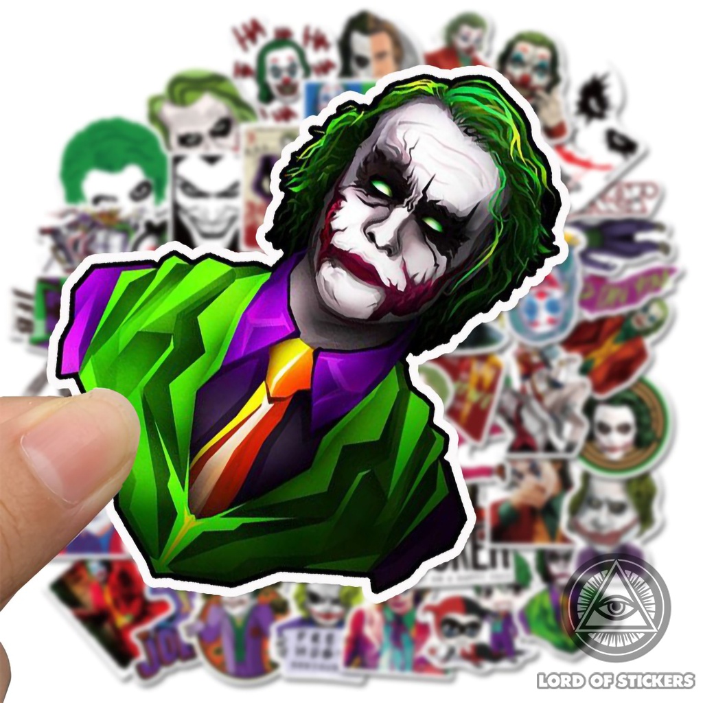 Set 50 Miếng Dán Hình Nhân Vật Joker Sticker DC Comics Chống Thấm Nước Trang Trí Mũ Bảo Hiểm, Laptop, Vali, Xe, Sổ