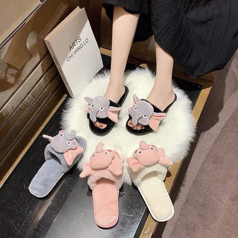 Dép lông mang trong nhà hình chú voi đáng yêu