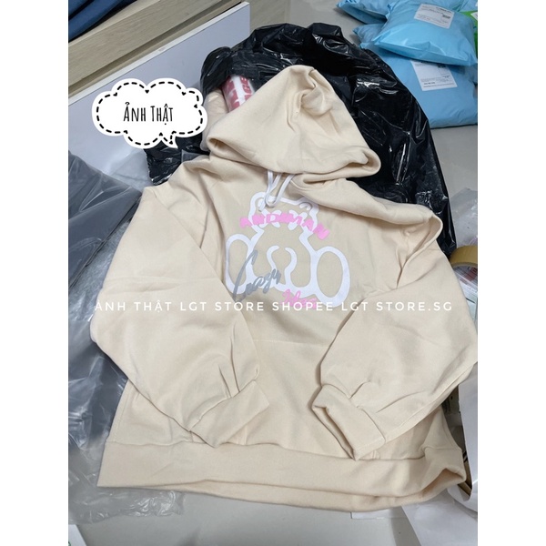 Áo hoodie from rộng [CÓ ẢNH THẬT] chất nỉ ngoại cao cấp Gấu ngồi