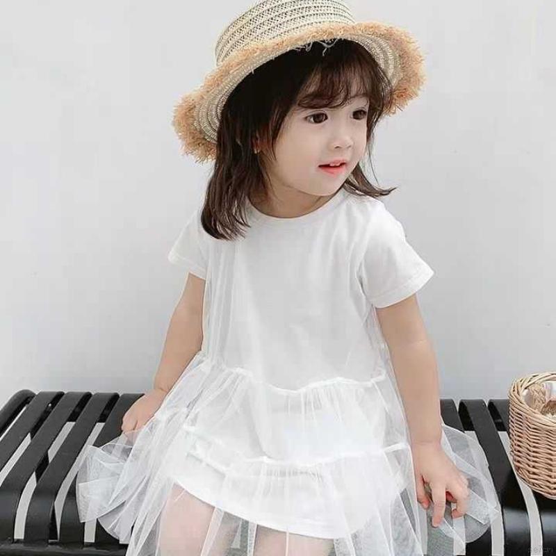 Đầm Cổ Tròn Màu Trơn Cho Bé Gái 1-5 Tuổi