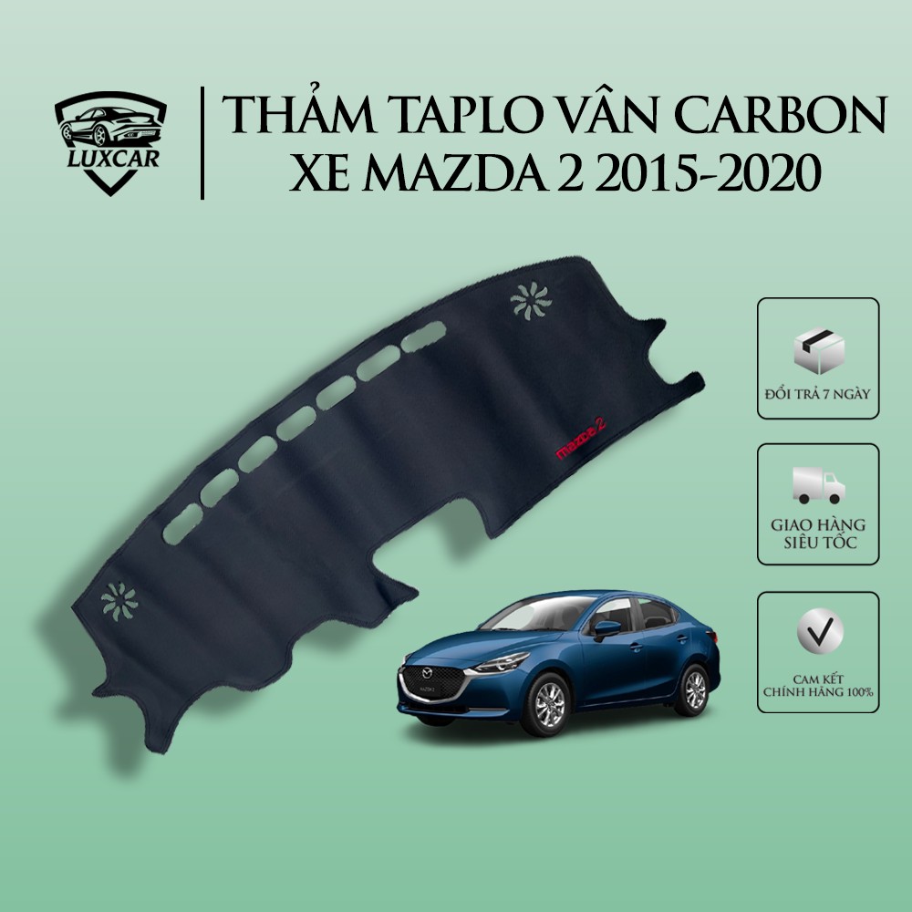 Thảm Taplo Da Carbon MAZDA 2 - Chống nóng, bảo vệ Taplo LUXCAR đời xe 2015-2020