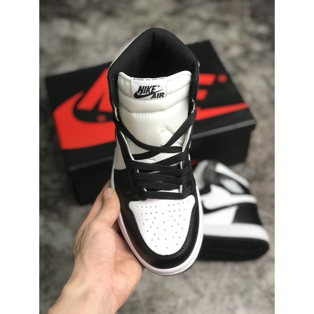 [KELLY SNEAKERS] Giày Jordan 1 High Đen Trắng - Panda Trơn (Ảnh Thật + Hàng Sẵn)