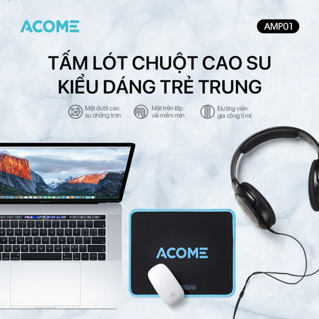 Miếng Lót Chuột ACOME AMP01 Kích Thước 22 x 18 cm Chất liệu Vải + Cao Su | BigBuy360 - bigbuy360.vn
