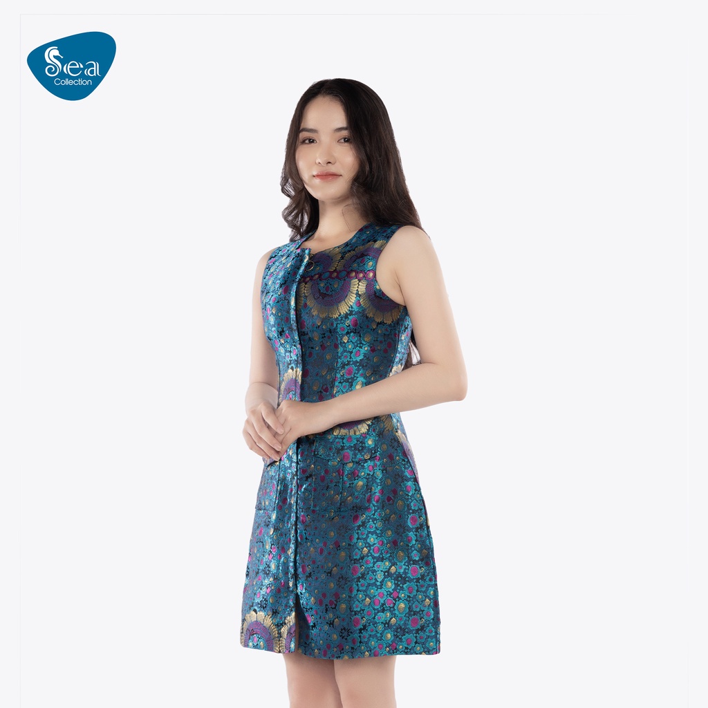 Đầm Gấm Hoa Sea Collection 2 Túi Không Tay 12288