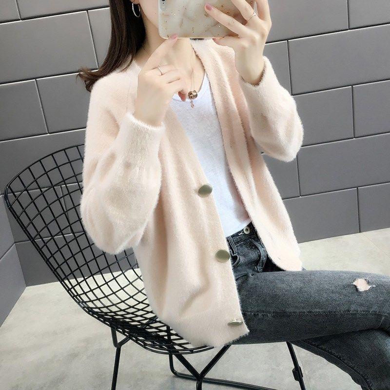 Áo khoác len lông cừu dáng rộng phong cách thời trang hàn quốc cho nữ