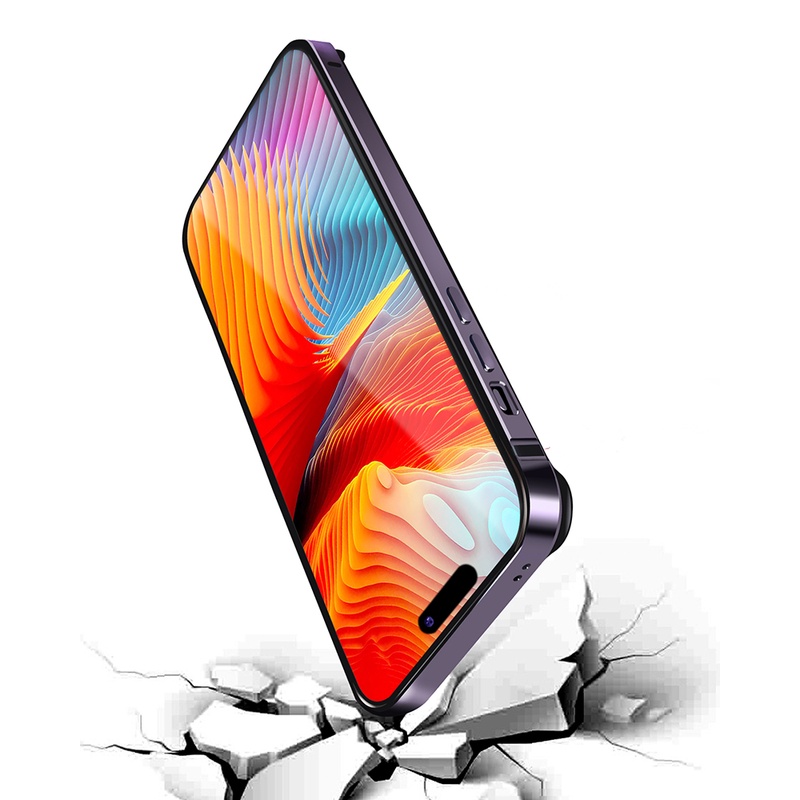 Dành Cho iPhone 14 Pro Max Ốp Lưng Kim Loại Màu Tím Khung Nhôm Giáp Chống Sốc Ốp Lưng Điện Thoại iPhone 14 Pro 14 Plus 13Pro Max Sang Trọng Siêu Mỏng Bao