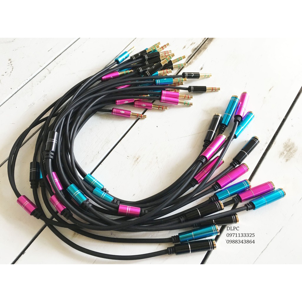 Cáp chia từ tai nghe điện thoại sang 2 đầu mic và audio riêng (1 cái-2 đực)