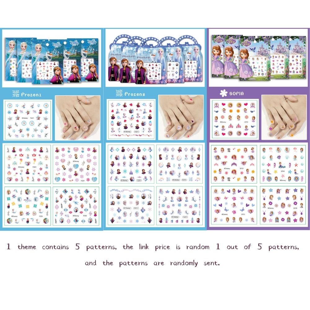 1 tờ nhãn dán trang trí móng phong cách công chúa dễ thương cho bé gái