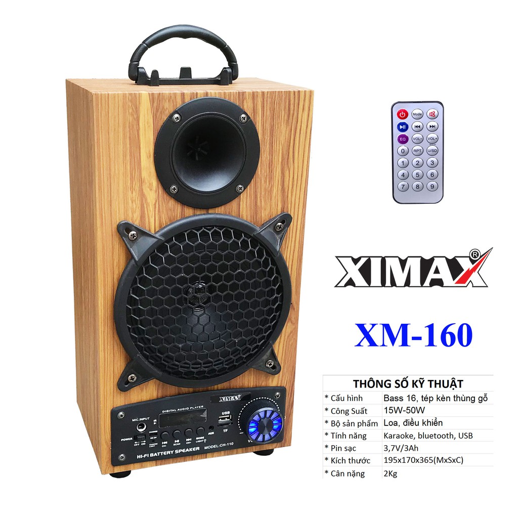 Loa kéo XIMAX XM-160 1 tấc 6, pin 3,7