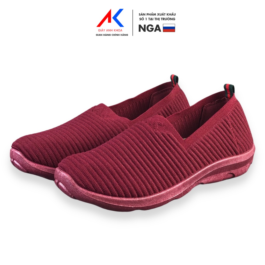 Giày lười nữ đế cao su, tinh tế chất liệu vải dệt Knit thoáng khí ANH KHOA 992