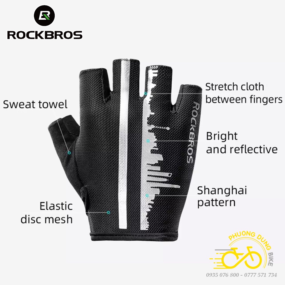 Găng tay hở ngón đi xe đạp ROCKBROS S252