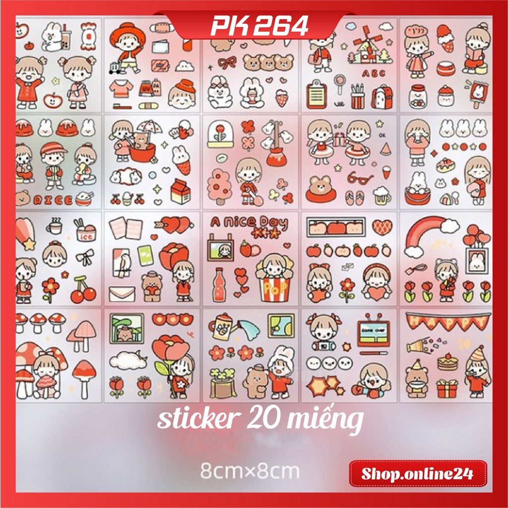 Bộ Sticker hình dán dễ thương sáng tạo và giấy bộ nhãn dán trang trí dễ thương phong các Hàn Quốc