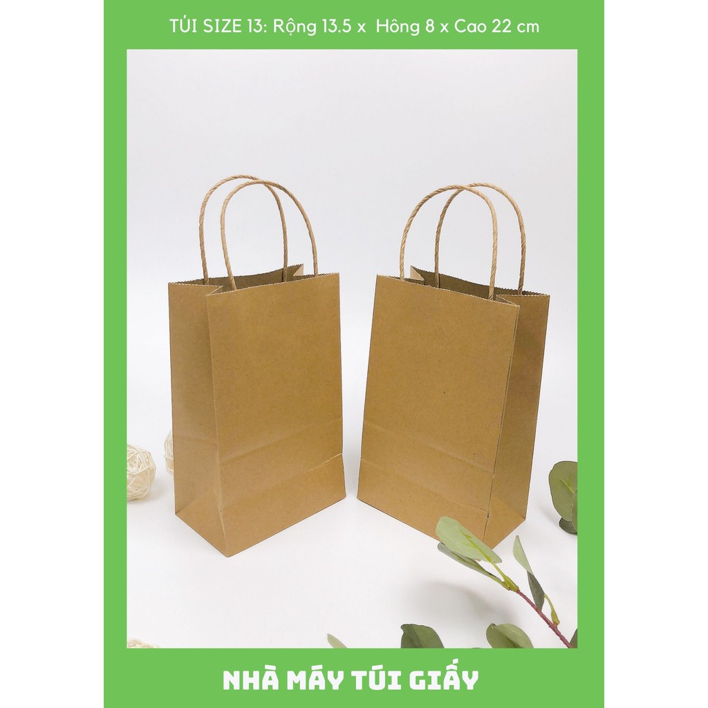 10 Chiếc Túi giấy nâu đựng quà Size 13 :13.5x8x22 cm có quai  ẢNH THẬT VÀ VIDEO