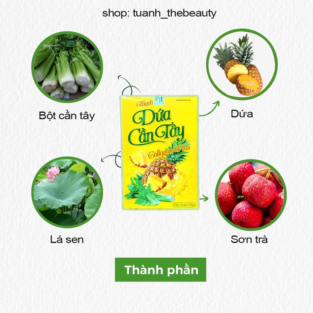 Thạch Dứa Giảm Cân cấp tốc nhanh Hiệu Quả an toàn chính hãng detox dứa cần tây Collagen giảm béo