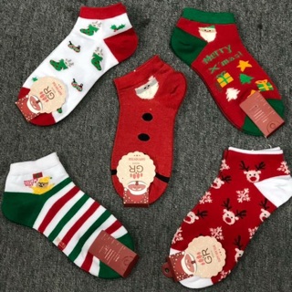 🎄TẤT NOEL NỮ CỔ NGẮN, TẤT LƯỜI HÌNH MÈO