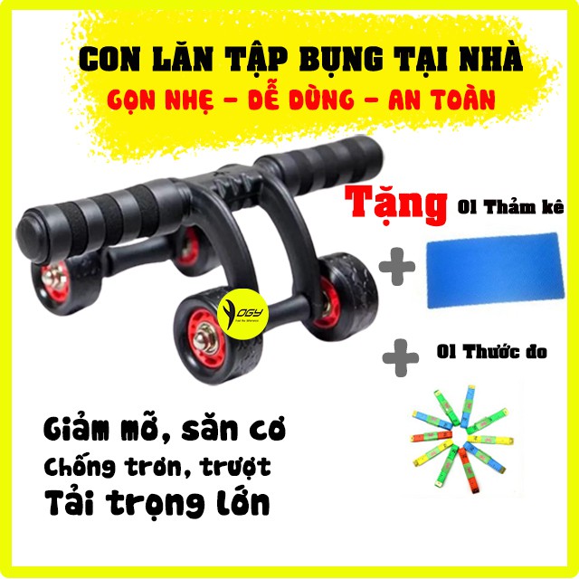 [Mua 1 Tặng 1] Con Lăn Tập Bụng Tập Gym 4 Bánh Đa Năng Giúp Tăng Cơ Con Lăng Tập Cơ Bụng YOGY TB01 Tặng 1 Thước Dây
