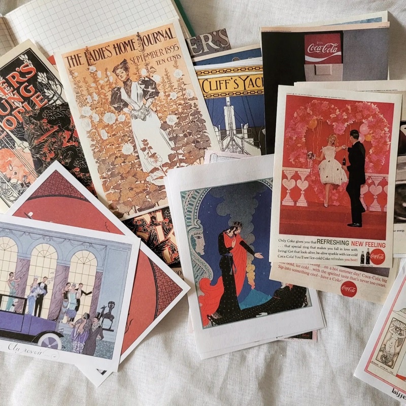 Set 10 tấm giấy nền trang trí vintage mẫu mới dùng cho bullet journal và junk journal - ginandtonic