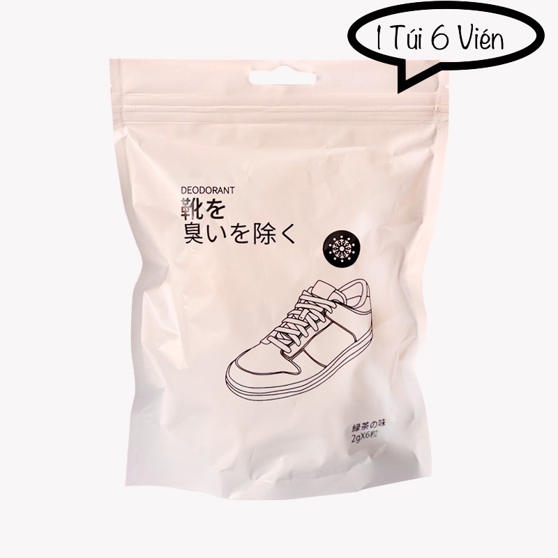 Viên Khử Mùi Làm Sạch Mùi Cho Giày, Tủ Giày Nhật Bản - Bóng khử mùi Hương Trà Xanh - Túi 6 Viên