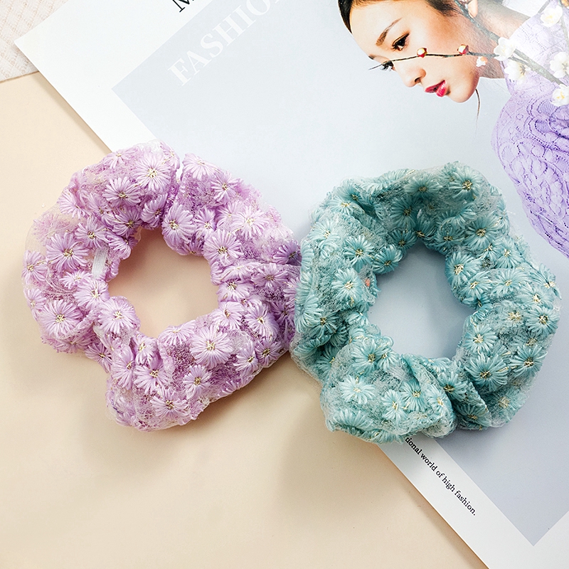 Dây buộc tóc ren co giãn phong cách retro Pháp thời trang cho nữ yq061208