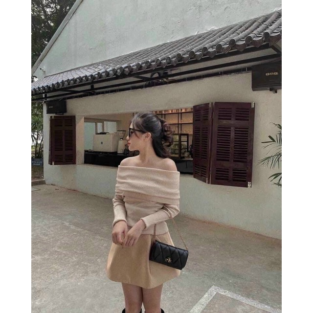 ⚡️ÁO LEN⚡️Áo len tăm dài tay trễ vai 3 màu Thời trang công sở CAMILLA