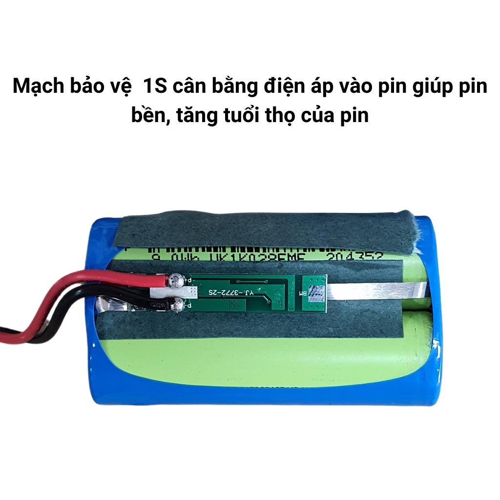 Pin lithium 18650 - dùng cho quạt năng lượng mặt trời kèm mạch bảo vệ 1S
