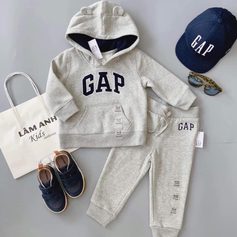 Đồ bộ bé trai bé gái thu đông GA chất nỉ tàu dày dặn không xù có mũ cao cấp hàng xuất dư Xiaomimi E2.097.08