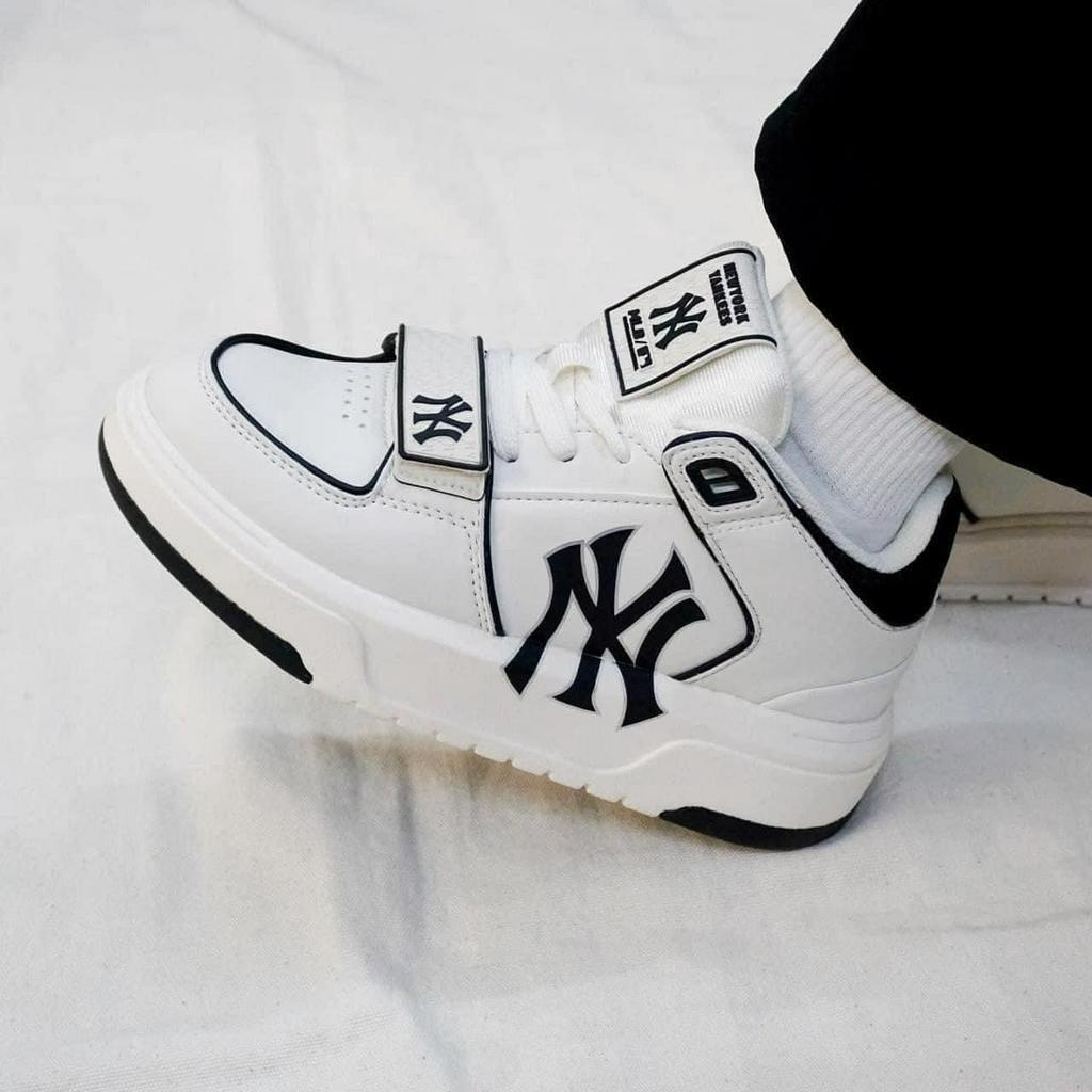 Giày mlb chunky cổ mid màu đen trắng, giày mlb liner quai dán chữ ny đen hàng cao cấp đầy đủ phụ kiện túi xách full size