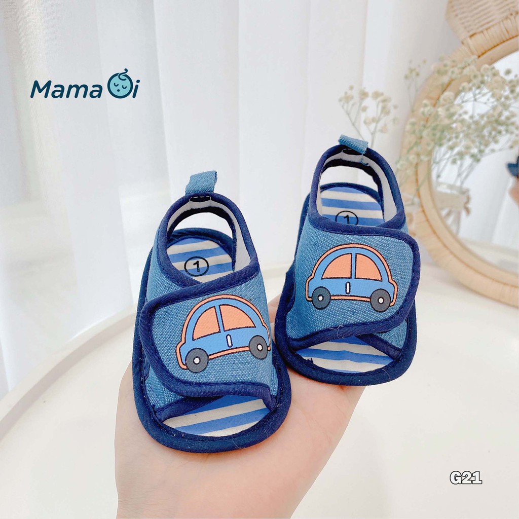 G21 Giày sandal màu xanh dép quai hậu hình ô tô đế vải mềm mại cho bé tập đi của Mama Ơi - Thời trang cho bé