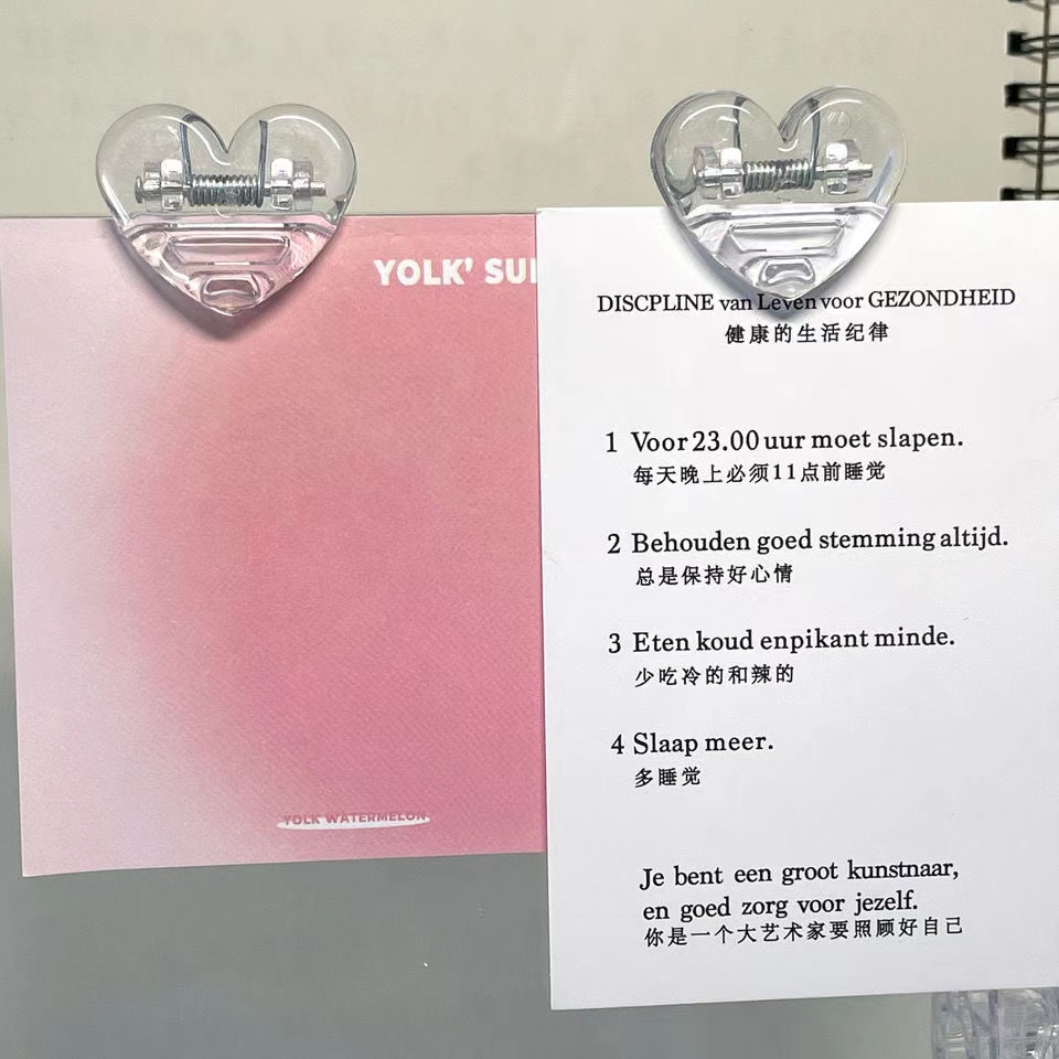 Set 2 Kẹp Giấy Note Bằng Nhựa Trong Suốt Hình Trái Tim