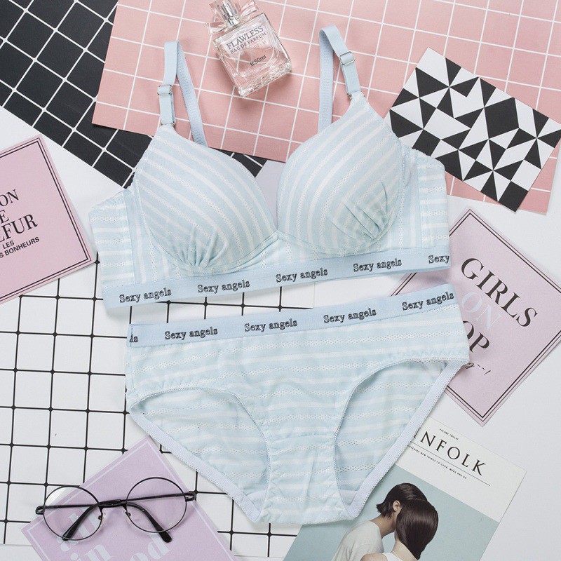 Set đồ lót cotton họa tiết kẻ sọc cho nữ | BigBuy360 - bigbuy360.vn