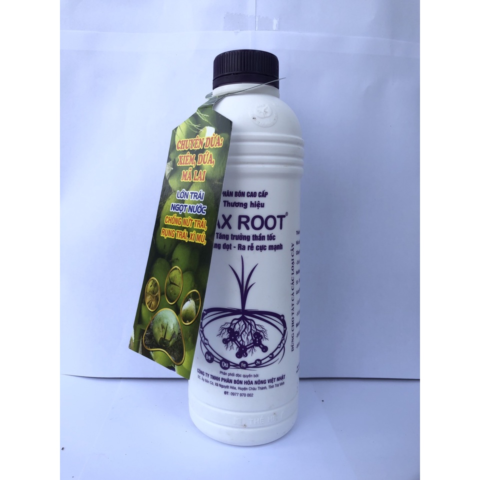 MAX ROOT CHUYÊN DÙNG CHO DỪA XIÊM/DỨA/MÃ LAI CHAI 1L-Dưỡng trái đẹp, cơm dày, tránh sượn trái