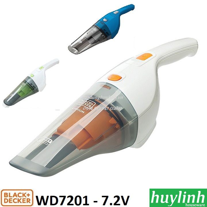 [Mã ELHAMS5 giảm 6% đơn 300K] Máy hút bụi cầm tay dùng pin 7.2V Black Decker WD7201