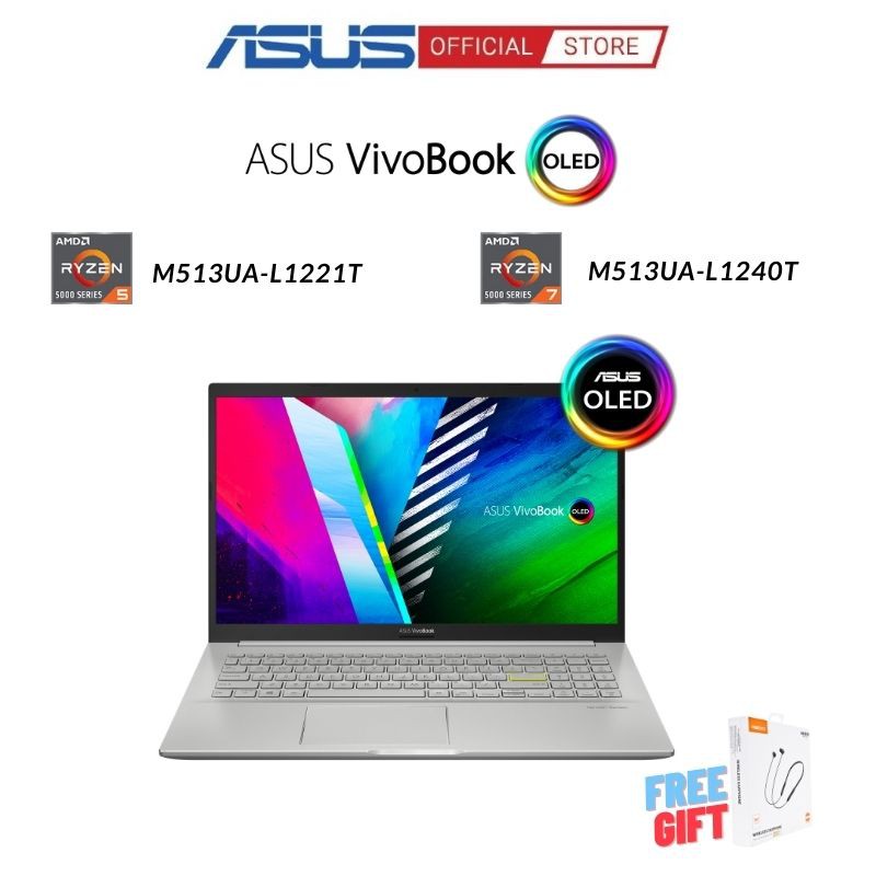 Laptop Asus VivoBook M513UA-L1221T (Ryzen 5-5500U | 8GB | 512GB | AMD Radeon | 15.6 inch FHD-OLED | Win 10 | Bạc)